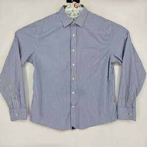 Untuckit Shirt Mens Large Button Up Casual Blue‎ Striped Casual Long Sleeve